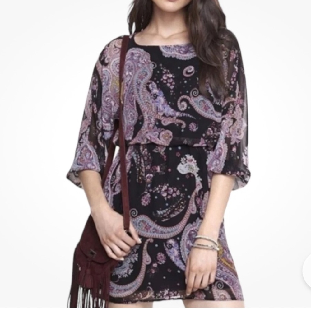 Express Women’s Multicolor Paisley Long Sleeve Dress Size M